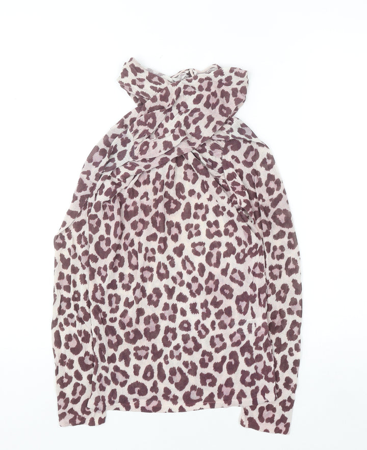 Zara Women’s Multicoloured Animal Print High Neck Blouse Size 8