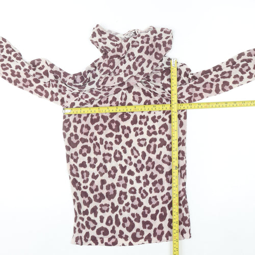 Zara Women’s Multicoloured Animal Print High Neck Blouse Size 8