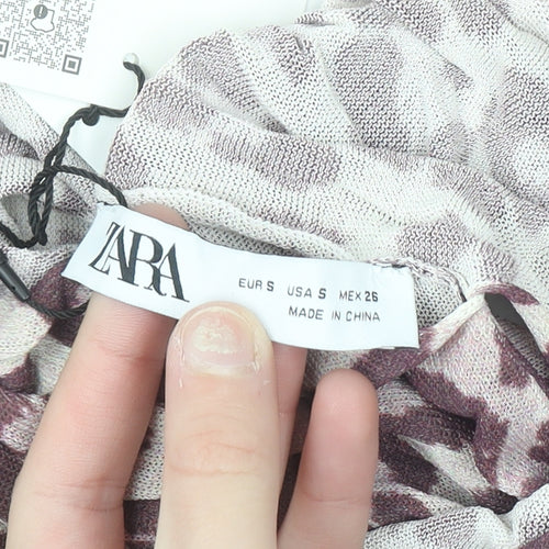 Zara Women’s Multicoloured Animal Print High Neck Blouse Size 8