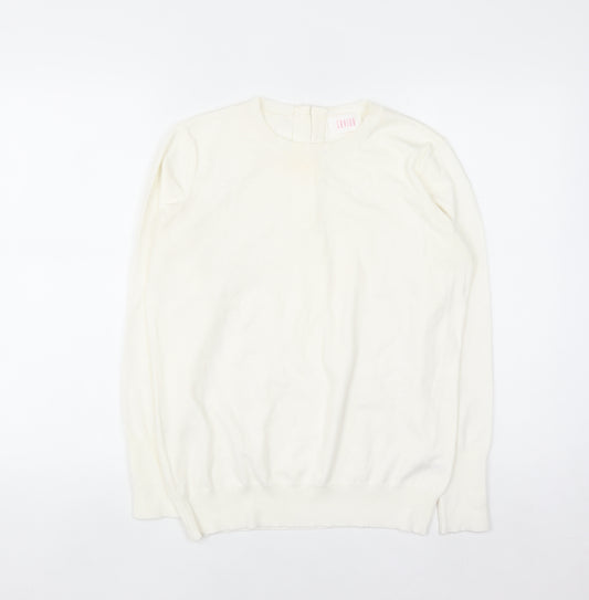 Savida Women Ivory Crew Neck Long Sleeve Pullover Jumper Size 12