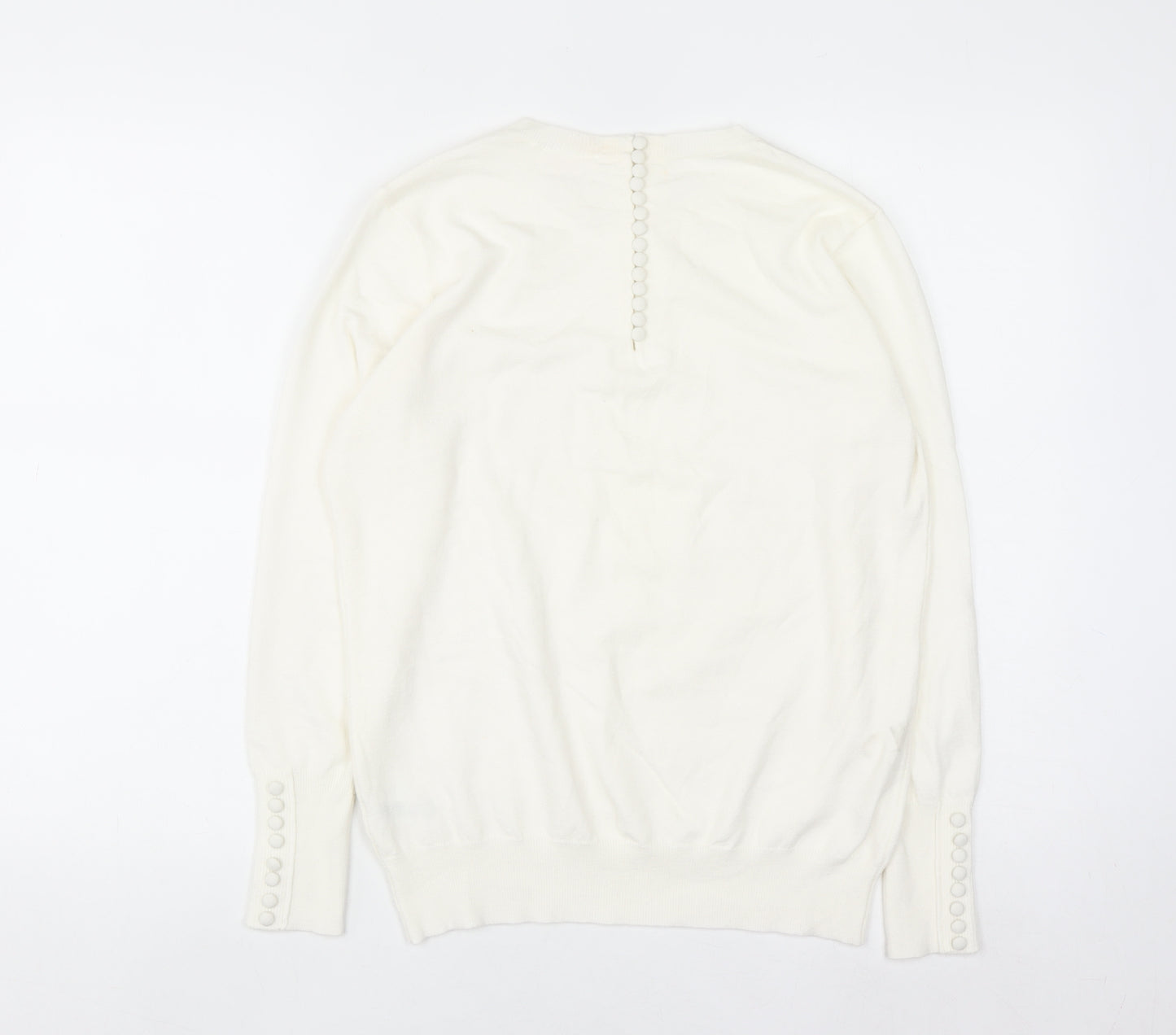 Savida Women Ivory Crew Neck Long Sleeve Pullover Jumper Size 12