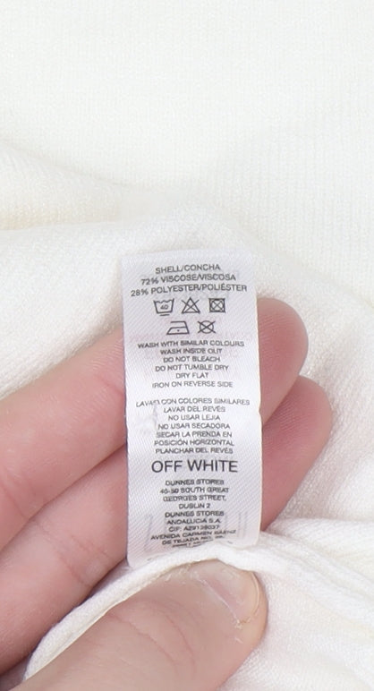 Savida Women Ivory Crew Neck Long Sleeve Pullover Jumper Size 12
