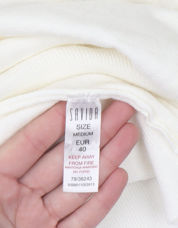Savida Women Ivory Crew Neck Long Sleeve Pullover Jumper Size 12