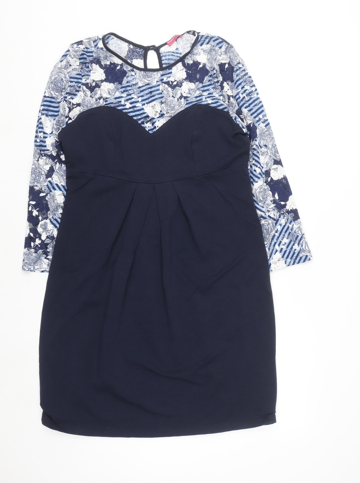 Happymum Blue Floral Lace Maternity Bodycon Dress L