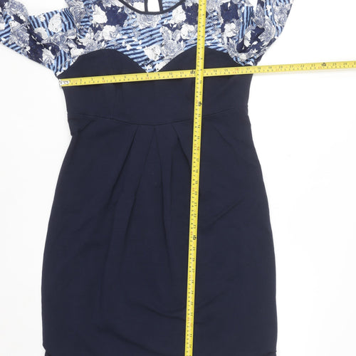Happymum Blue Floral Lace Maternity Bodycon Dress L