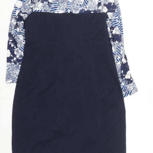Happymum Blue Floral Lace Maternity Bodycon Dress L