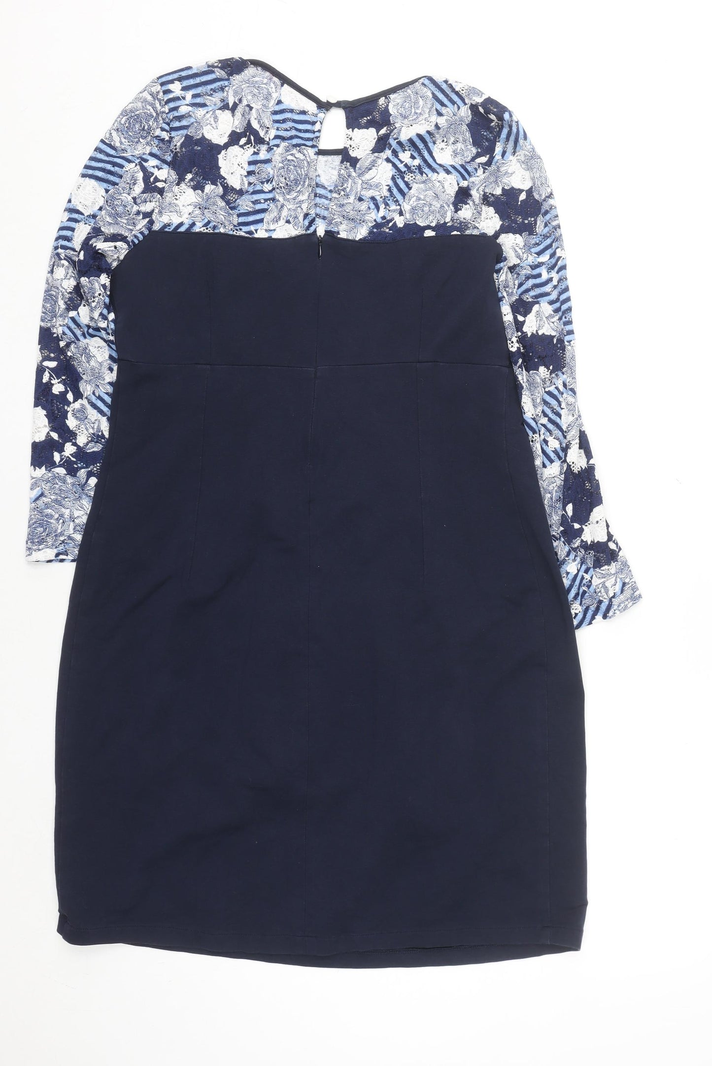Happymum Blue Floral Lace Maternity Bodycon Dress L