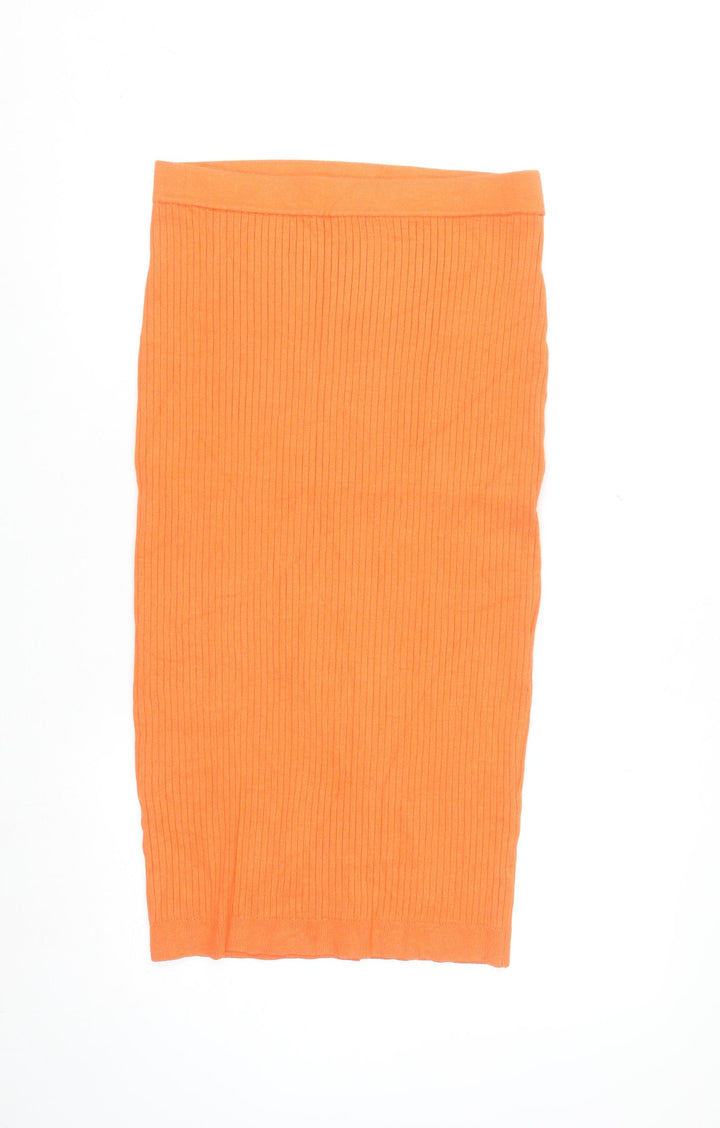 Michelle Keegan Women’s Orange Ribbed Knit Pencil Skirt Size 16