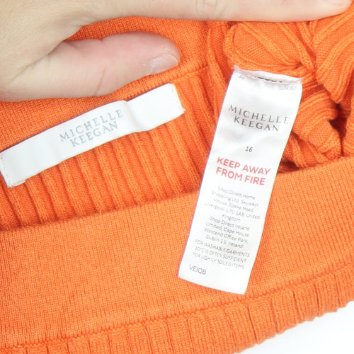Michelle Keegan Women’s Orange Ribbed Knit Pencil Skirt Size 16