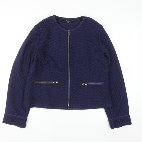 Mystify Women's Blue Tweed Zip Jacket Size 16 Lined Casual