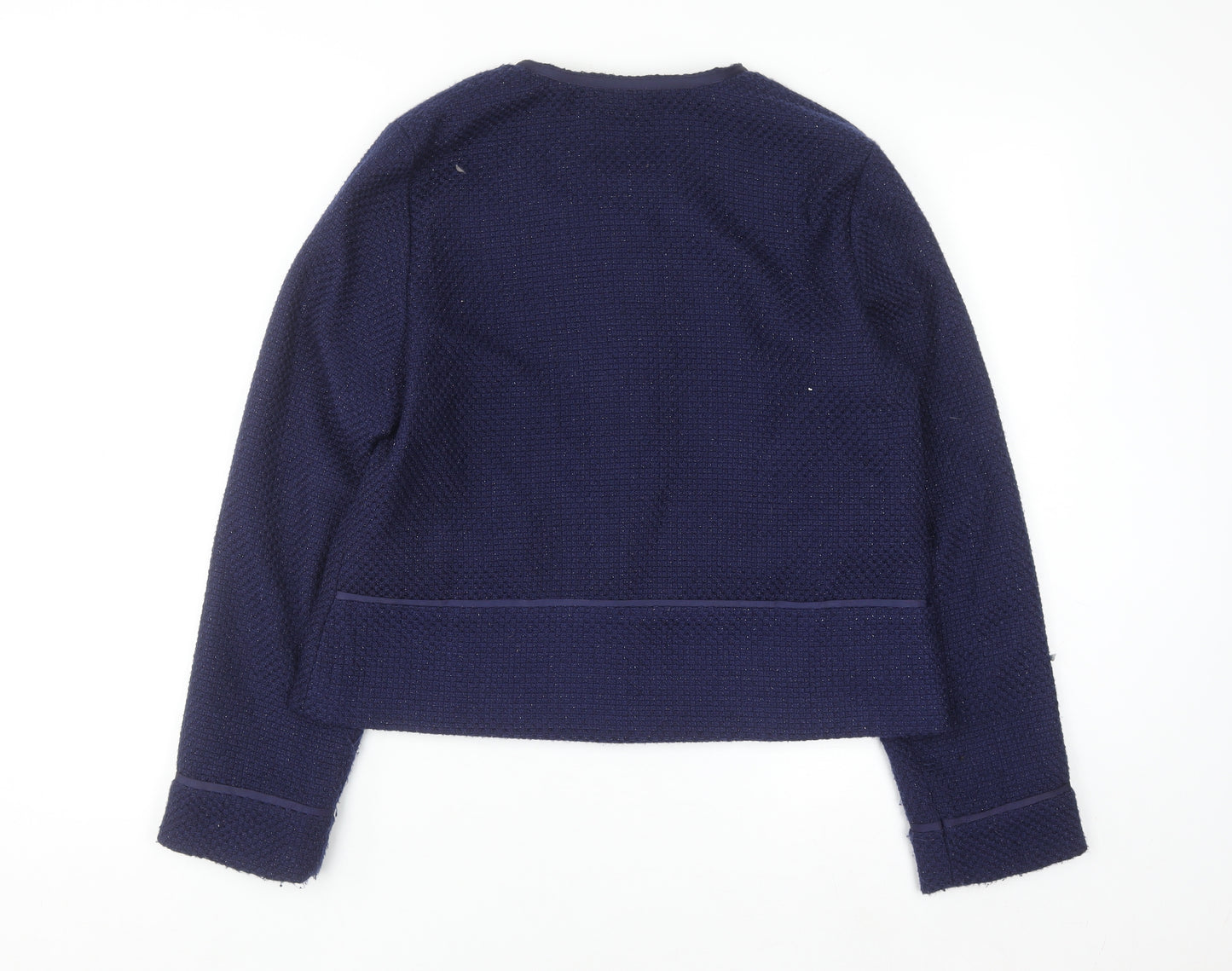 Mystify Women's Blue Tweed Zip Jacket Size 16 Lined Casual