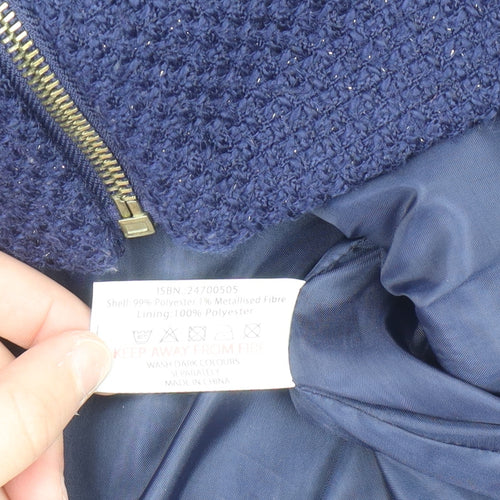 Mystify Women's Blue Tweed Zip Jacket Size 16 Lined Casual