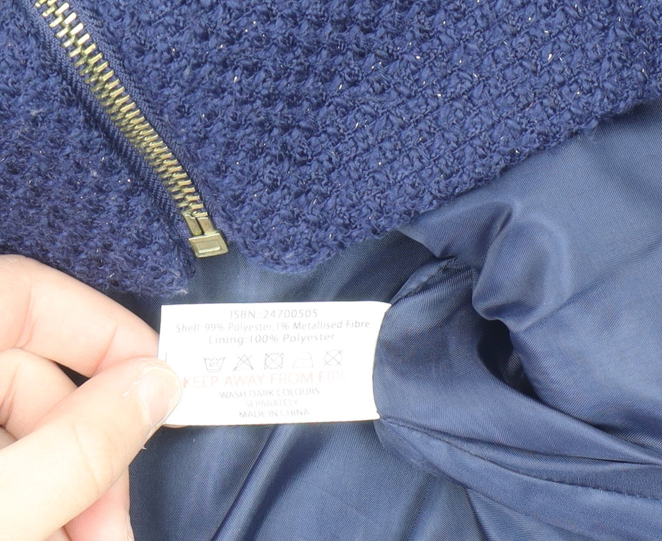 Mystify Women's Blue Tweed Zip Jacket Size 16 Lined Casual