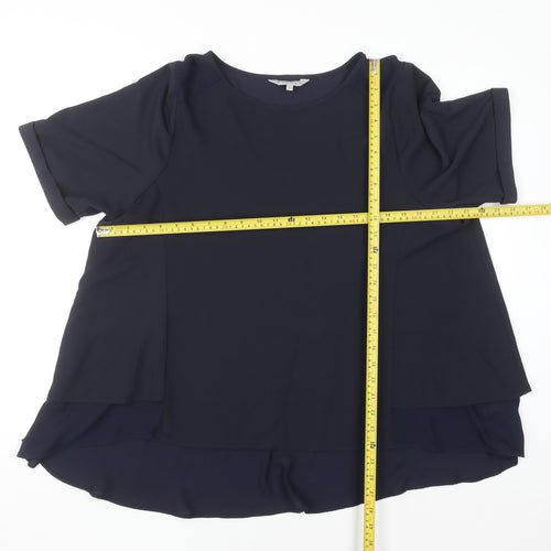 Nutmeg Women's Blue Short Sleeve Tunic Blouse Size 20