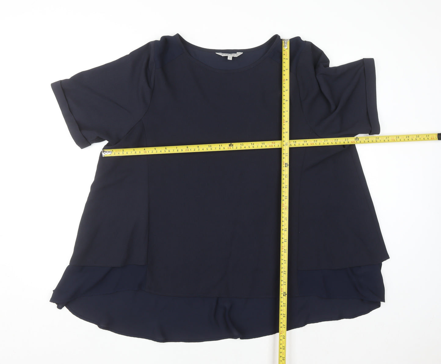 Nutmeg Women's Blue Short Sleeve Tunic Blouse Size 20