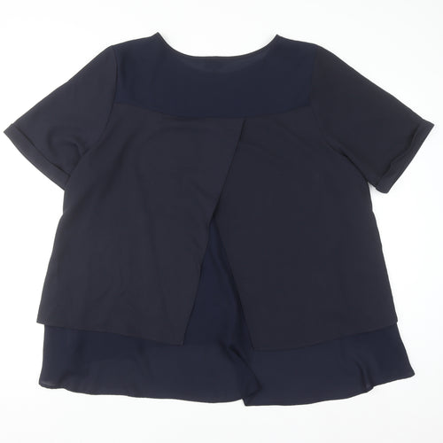 Nutmeg Women's Blue Short Sleeve Tunic Blouse Size 20