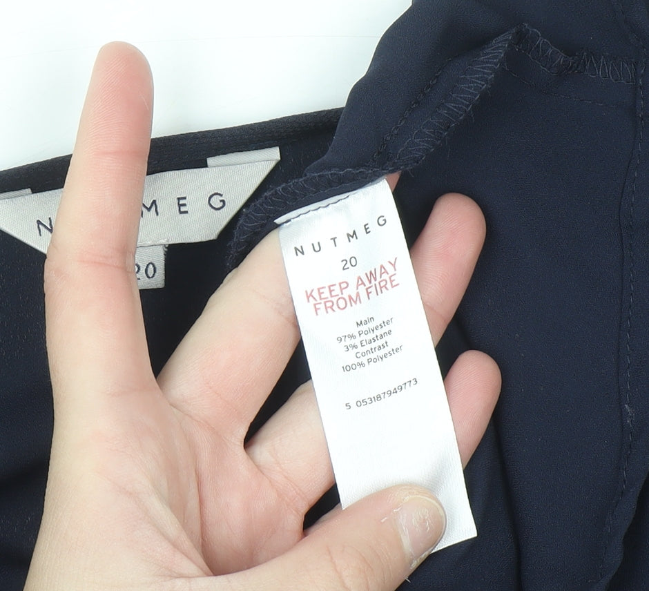 Nutmeg Women's Blue Short Sleeve Tunic Blouse Size 20