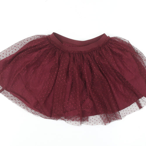 Next Girls Red Tutu Skirt 18-24 Months Party Polka Dot Lined Elastic Waist
