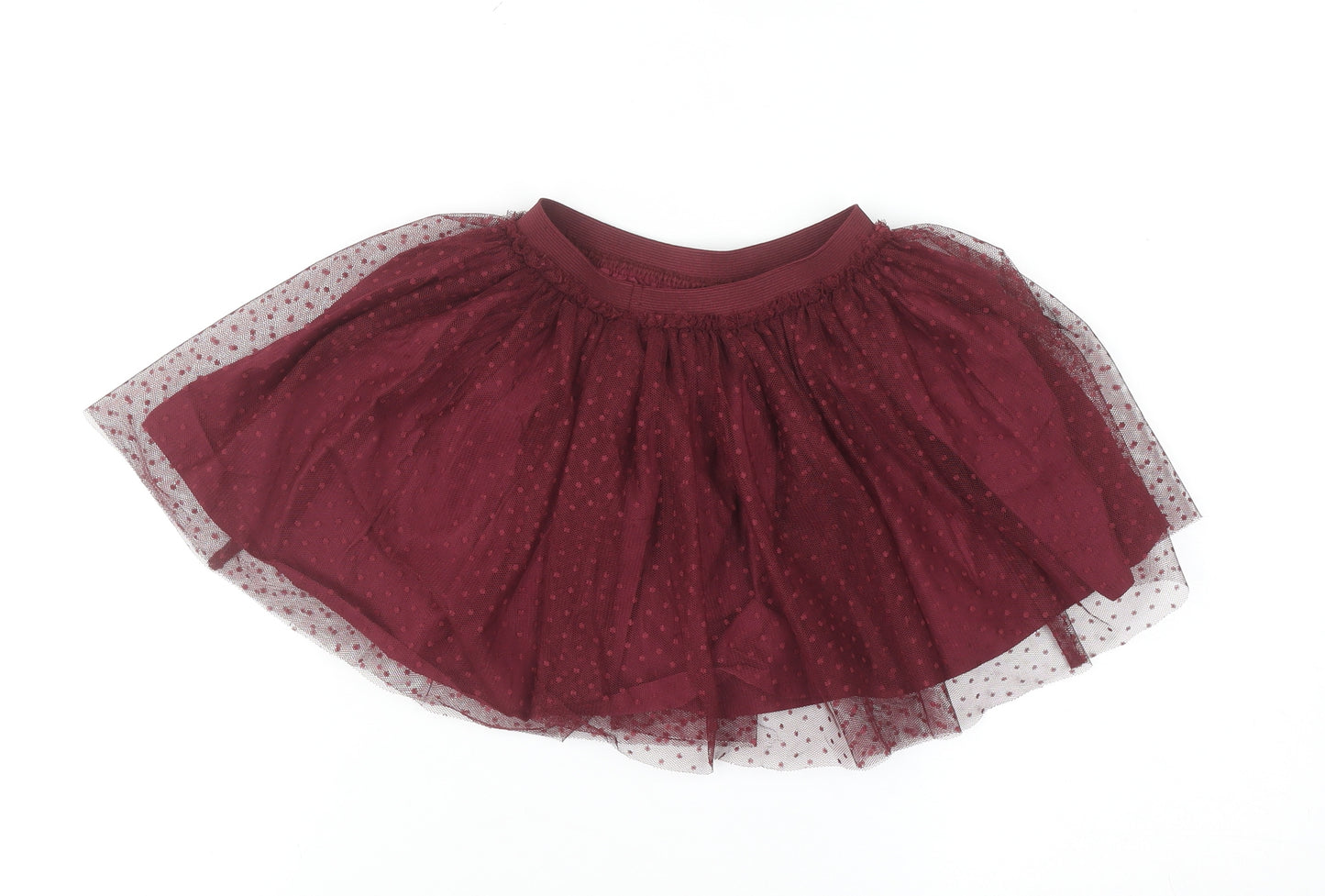 Next Girls Red Tutu Skirt 18-24 Months Party Polka Dot Lined Elastic Waist