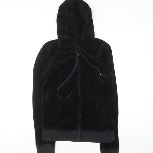 Juicy Couture Women's Black Velour Full Zip Hoodie Size M