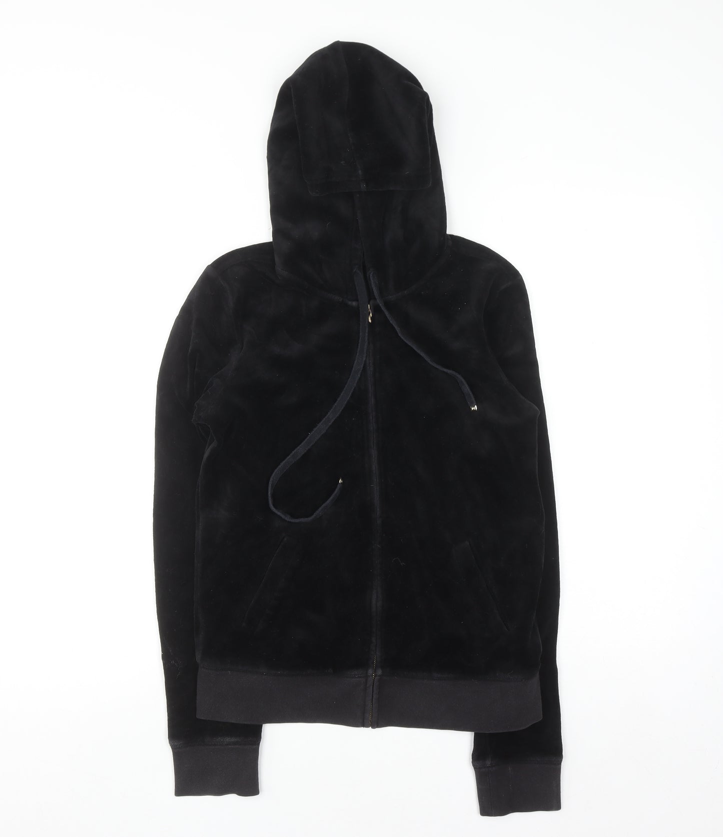 Juicy Couture Women's Black Velour Full Zip Hoodie Size M