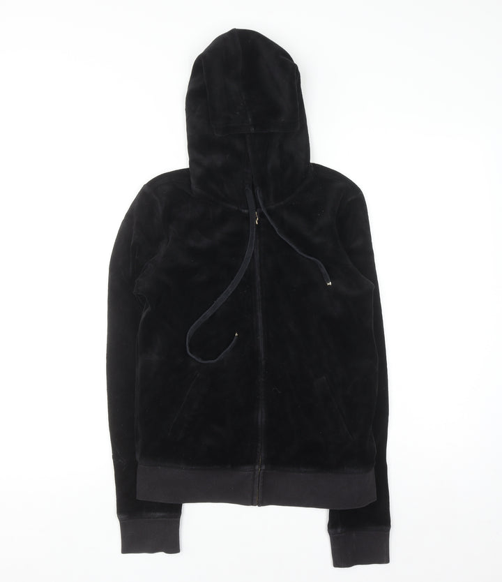 Juicy Couture Women's Black Velour Full Zip Hoodie Size M
