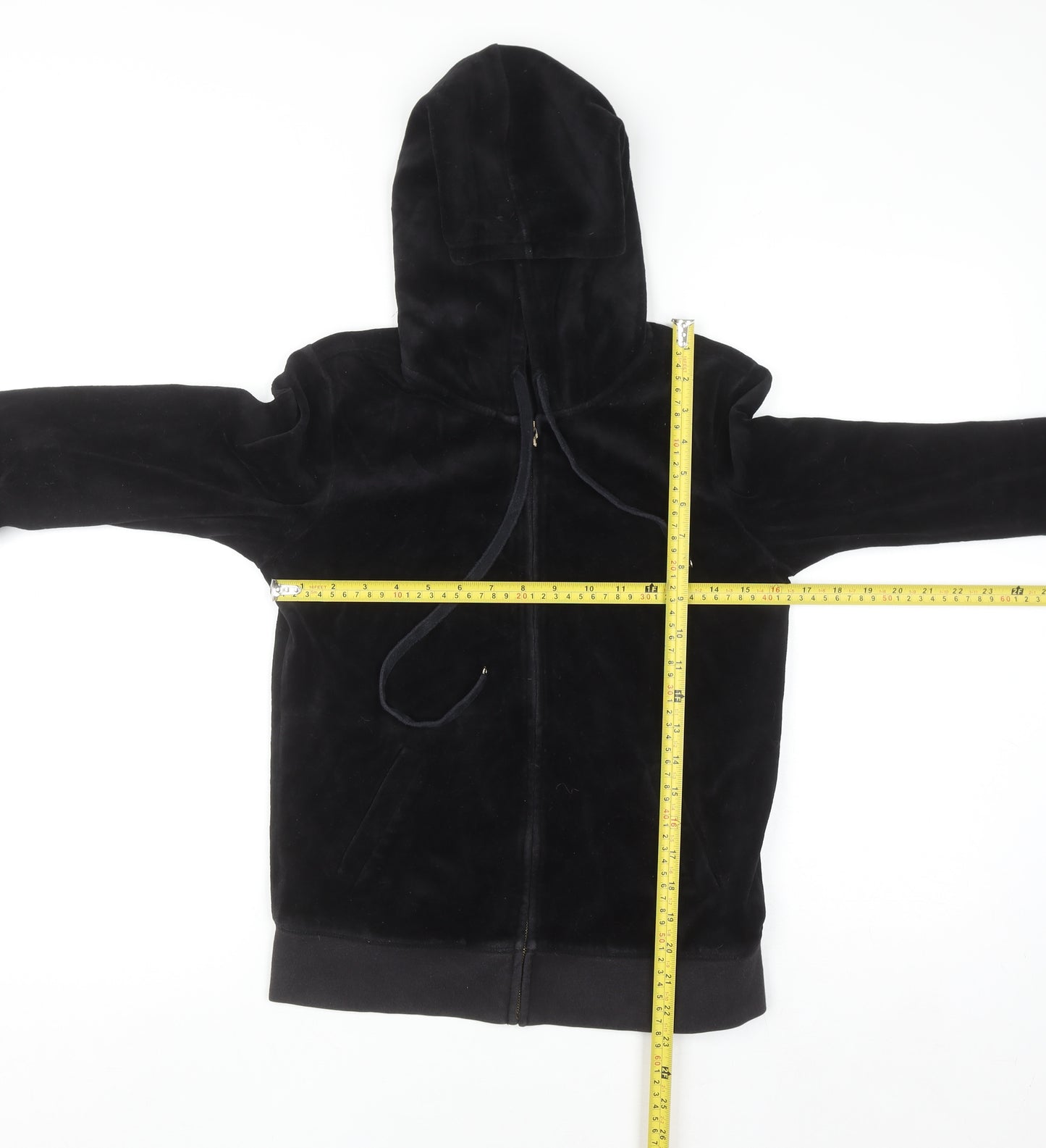 Juicy Couture Women's Black Velour Full Zip Hoodie Size M