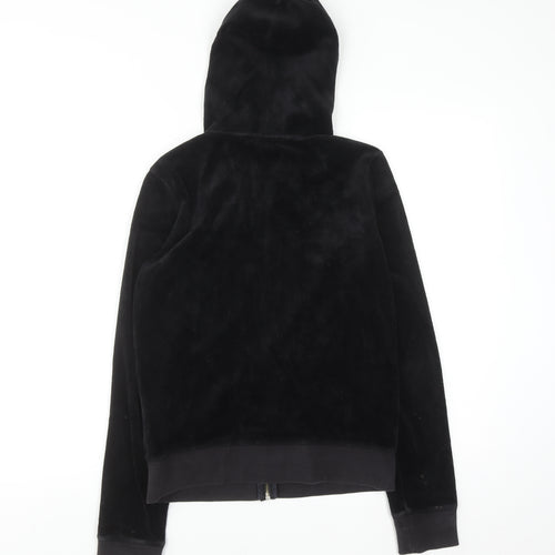 Juicy Couture Women's Black Velour Full Zip Hoodie Size M