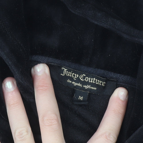 Juicy Couture Women's Black Velour Full Zip Hoodie Size M