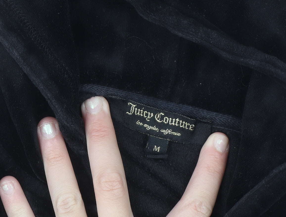 Juicy Couture Women's Black Velour Full Zip Hoodie Size M