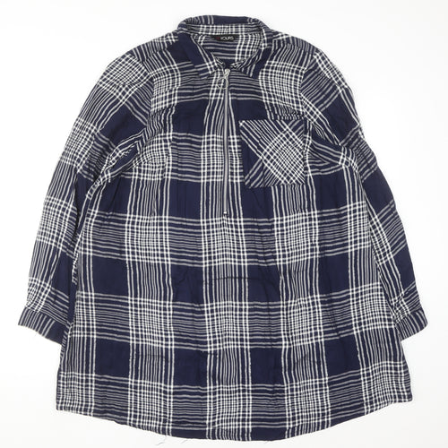 Yours Women's Blue Check Long Sleeve Tunic Shirt Size 18