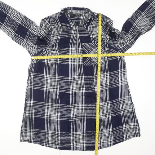 Yours Women's Blue Check Long Sleeve Tunic Shirt Size 18