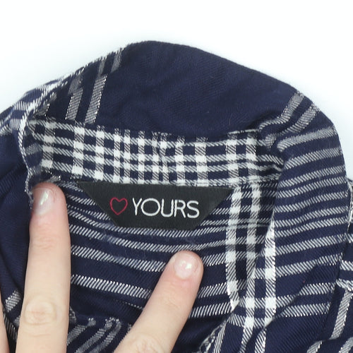 Yours Women's Blue Check Long Sleeve Tunic Shirt Size 18