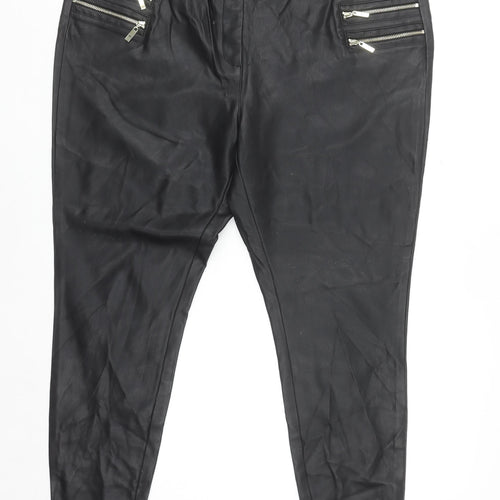 River Island Women’s Black Faux Leather Skinny Trousers Size 20