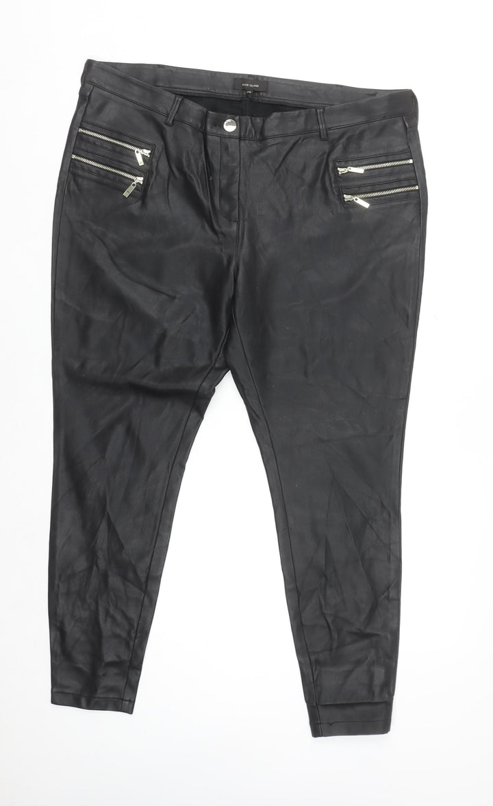 River Island Women’s Black Faux Leather Skinny Trousers Size 20