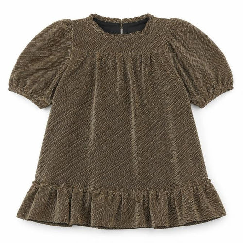 Name It Girls Gold Velvet A-Line Party Dress 8 Years Puff Sleeve