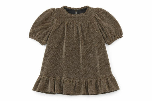 Name It Girls Gold Velvet A-Line Party Dress 8 Years Puff Sleeve