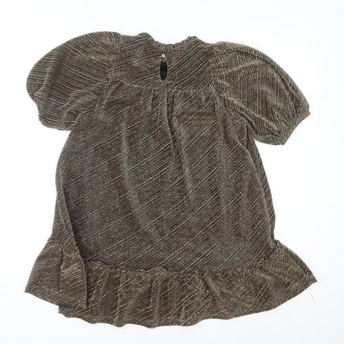 Name It Girls Gold Velvet A-Line Party Dress 8 Years Puff Sleeve