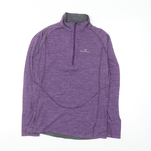 Ronhill Womens Purple Wool Blend 1/2 Zip Pullover Sweatshirt UK 12