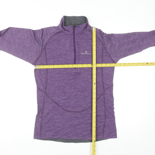 Ronhill Womens Purple Wool Blend 1/2 Zip Pullover Sweatshirt UK 12
