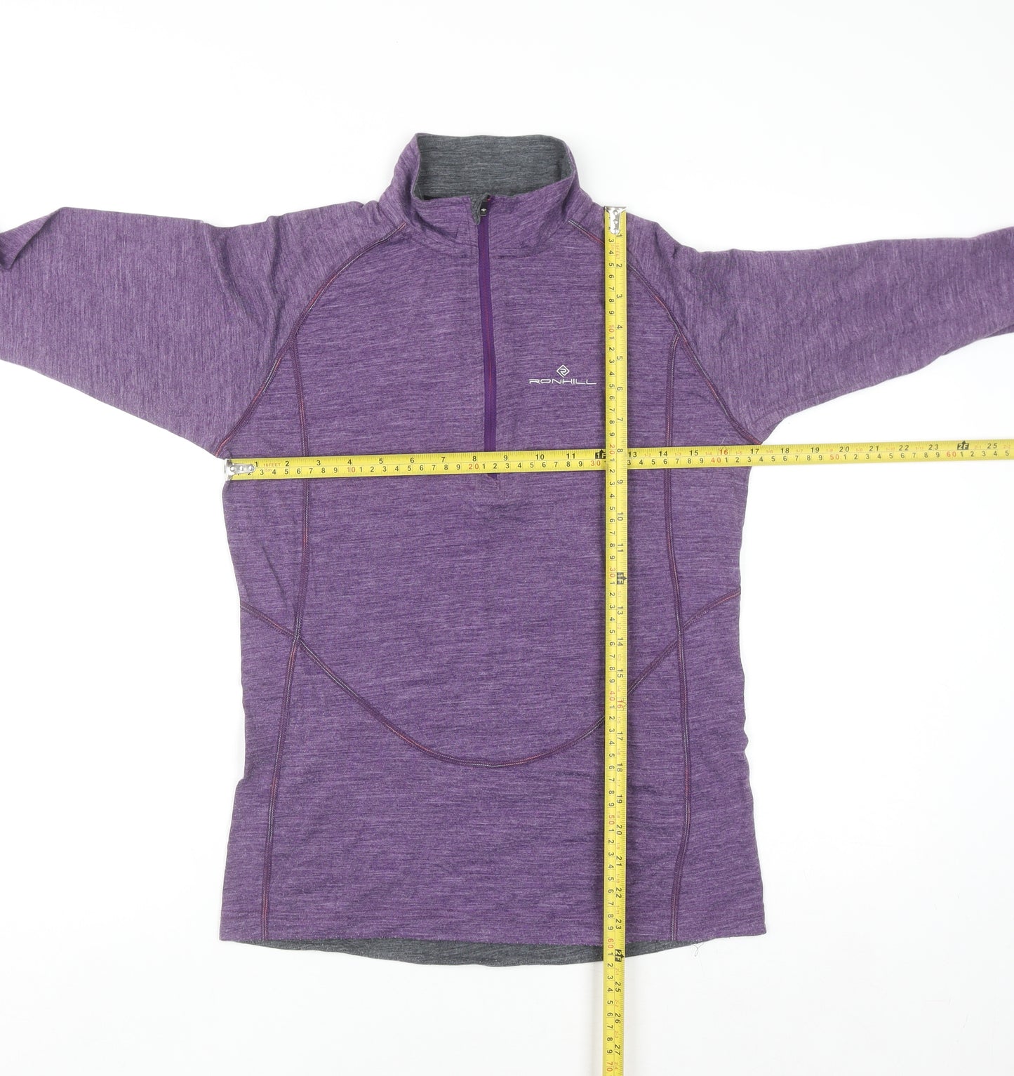 Ronhill Womens Purple Wool Blend 1/2 Zip Pullover Sweatshirt UK 12