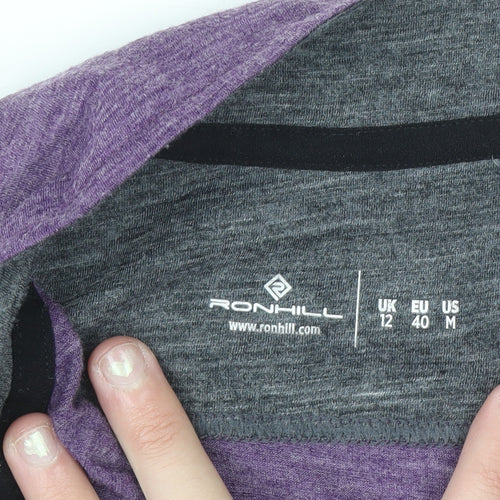 Ronhill Womens Purple Wool Blend 1/2 Zip Pullover Sweatshirt UK 12