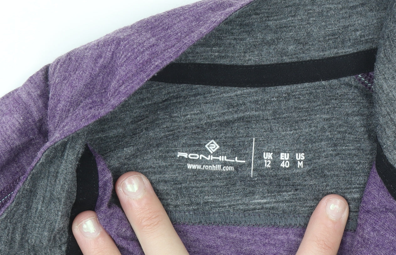 Ronhill Womens Purple Wool Blend 1/2 Zip Pullover Sweatshirt UK 12