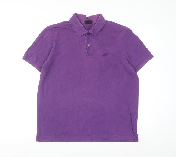 Hugo Boss Men’s Purple Cotton Short Sleeve Polo Shirt Size L