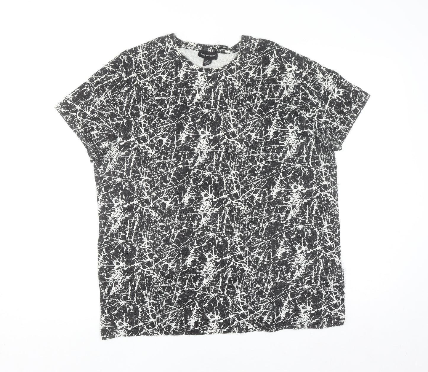 Cedar Wood State Men's Black White Graphic Print Cotton T-Shirt L