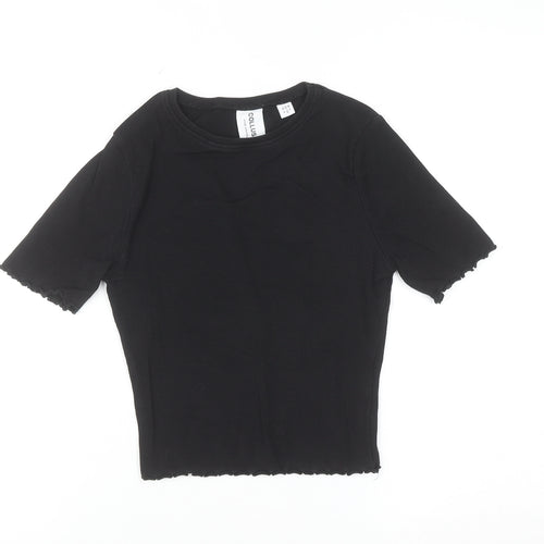 Collusion Womens Black Short Sleeve Slim Fit Cotton T-Shirt UK 8