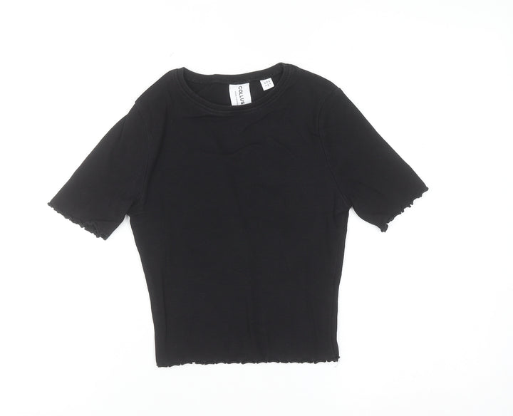 Collusion Womens Black Short Sleeve Slim Fit Cotton T-Shirt UK 8