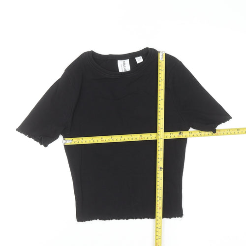 Collusion Womens Black Short Sleeve Slim Fit Cotton T-Shirt UK 8
