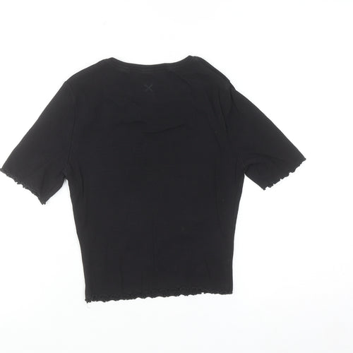 Collusion Womens Black Short Sleeve Slim Fit Cotton T-Shirt UK 8