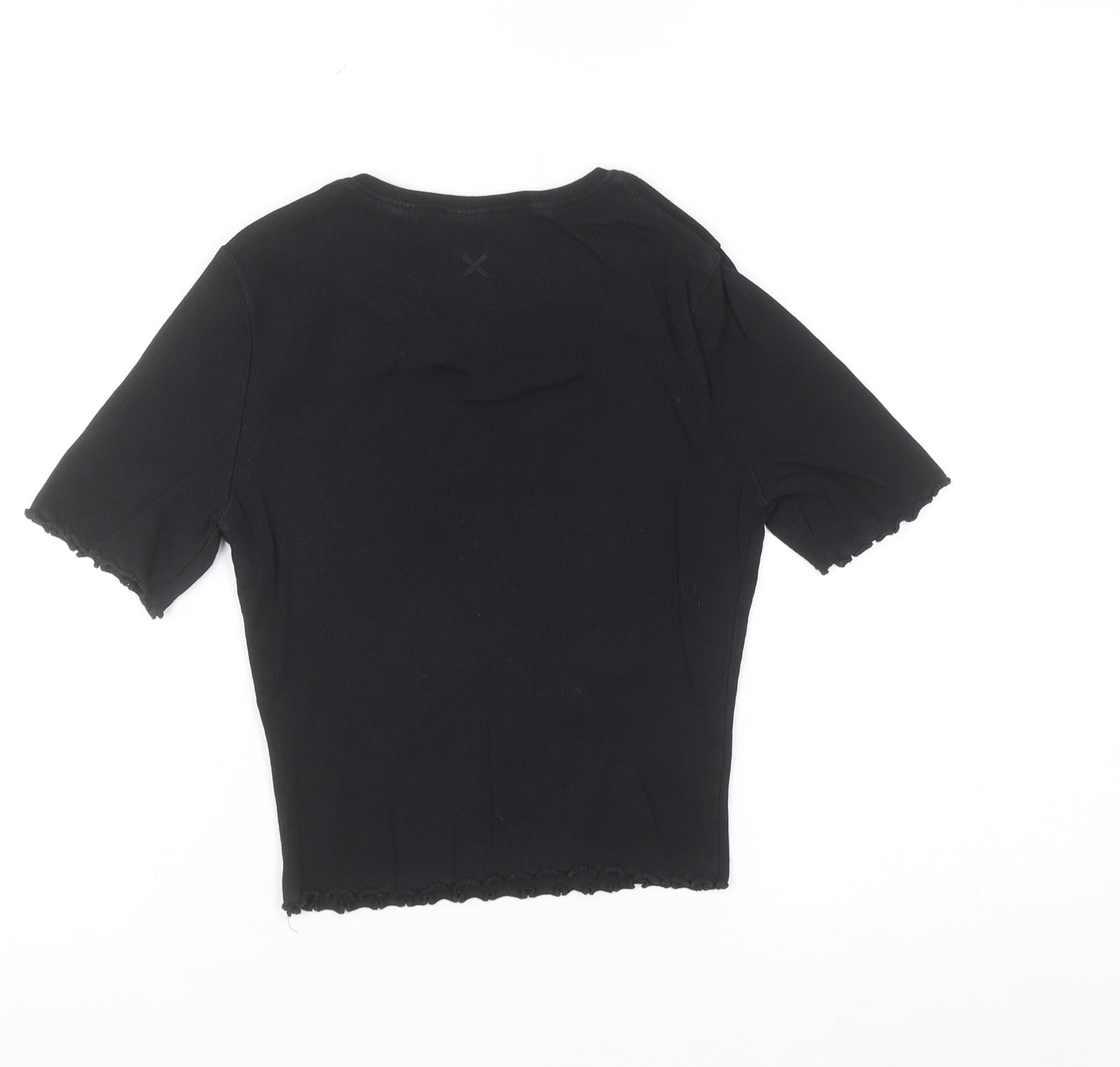 Collusion Womens Black Short Sleeve Slim Fit Cotton T-Shirt UK 8